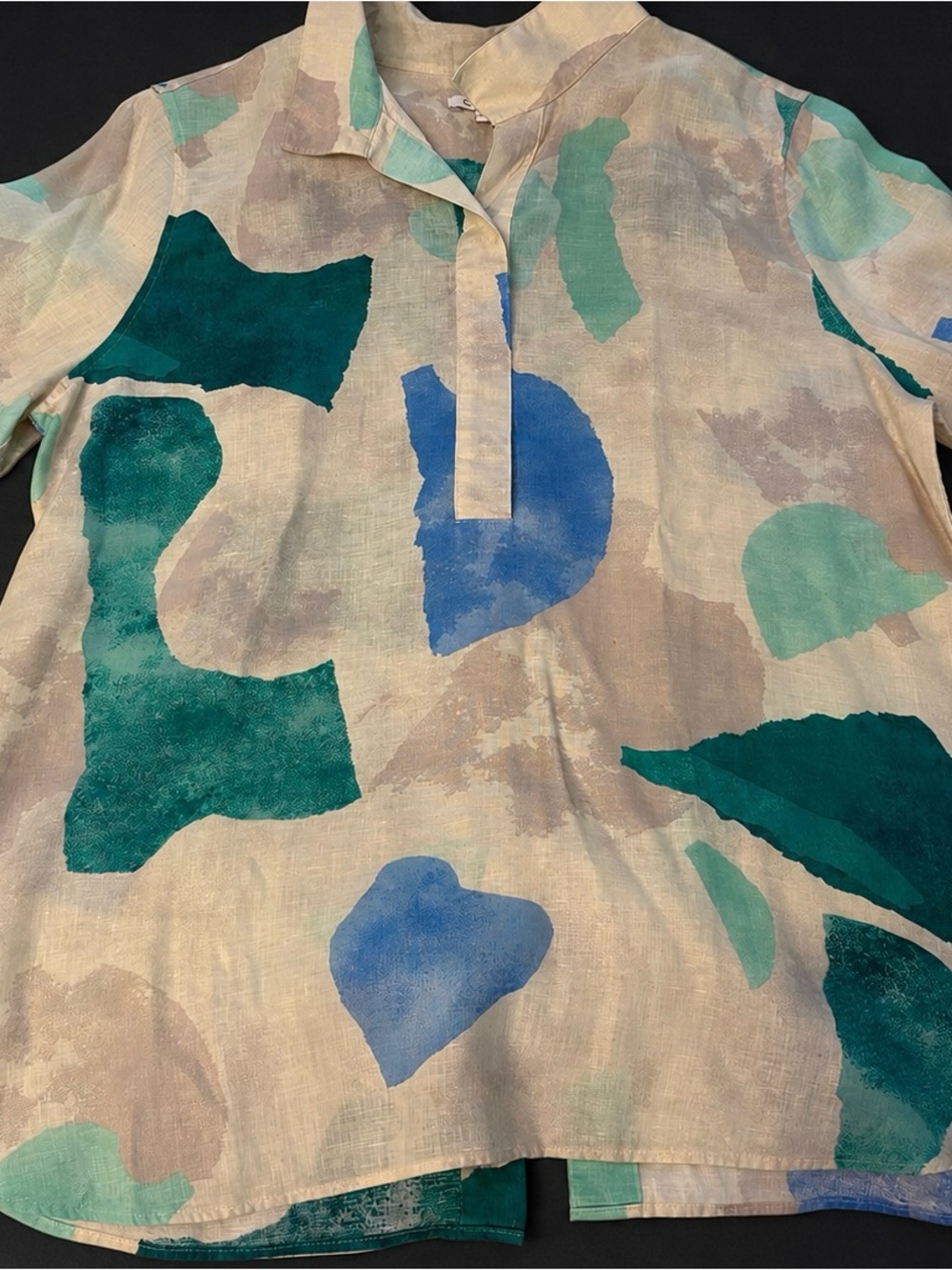 Chico's Linen Tunic with Teal, Blue, Mint Accents